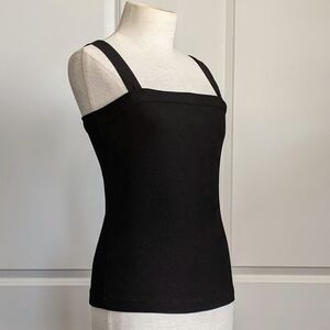 Citizens Of Humanity Florienne Tank Square Neck Rib Knit Fitted Black L NWT